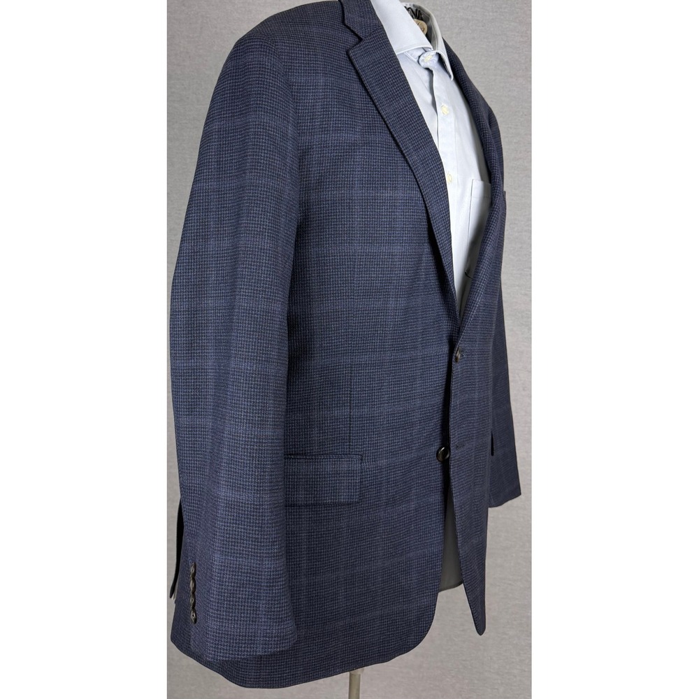 Hart Schaffner Marx Blue Houndstooth Sport Coat Blazer 46L 1522